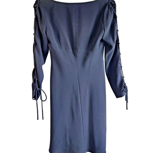 Nine West Black Dress Long Sleeve Tie Cuffs Career Cocktail Party Size 8 - Picture 4 of 6